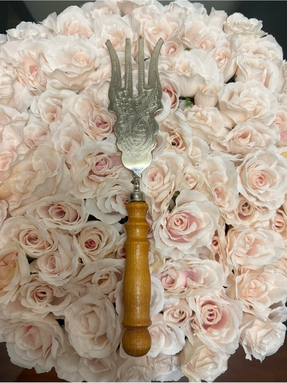 Wood-Handled Silver Serving Fork